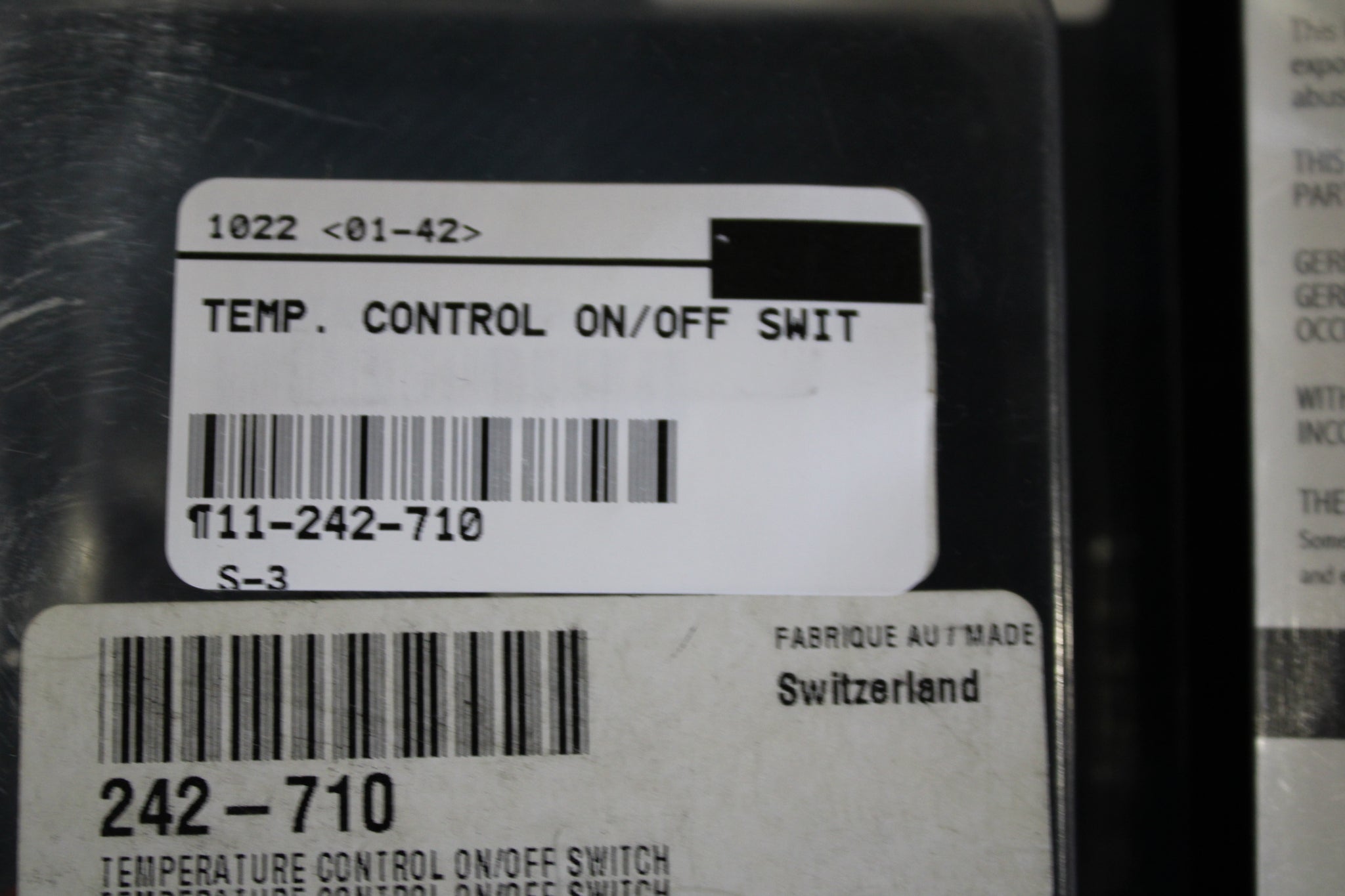 Temperature control on/off switch – Surplus d'Inventaire Illimité